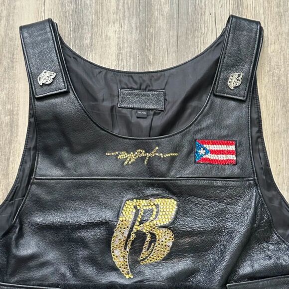 Vintage Ruff Ryders Leather Motorcycle Biker Vest 3XL-5XL DMX Big Pun Fat Joe - Picture 3 of 7